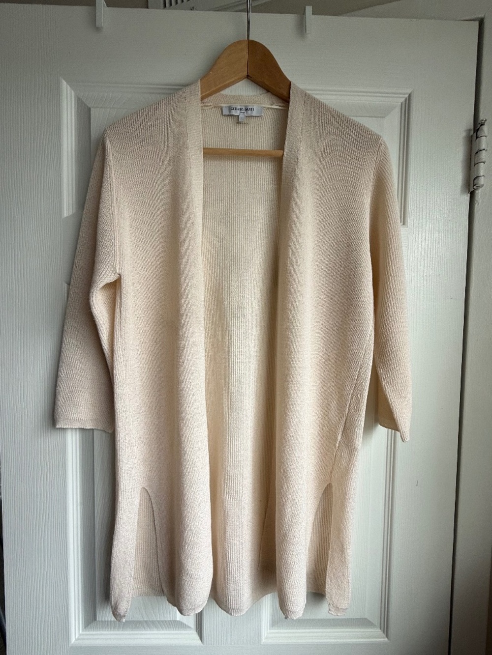 Gerard Darel Cream Ribbed Open Front Duster Cardigan Size 1 US